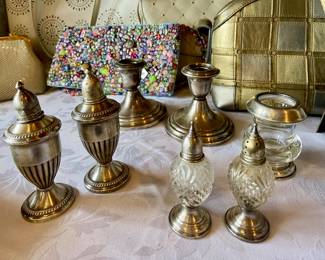 Sterling Silver Salt & Pepper Shakers, Sterling Silver Candleholders