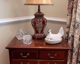 Chippendale Style Side/Accent Table By American Drew ( Have a Pair of these) Staffordshire Hen On Nest Ironstone Lidded Casserole