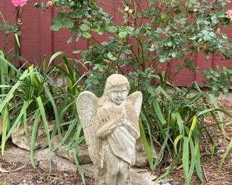 Vintage Cement Angel and other statues