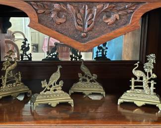 Vintage English Victorian Brass Mantle Ornaments