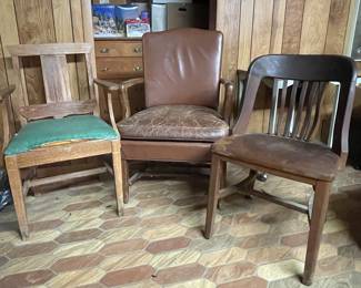 Vintage Solid Wood Office Chairs