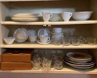 Opaque Milk Glass Collection, Clear Punch Cups