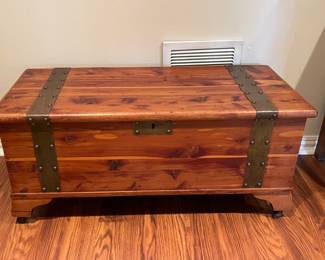 Vintage Cedar Trunk with Brass Strapping