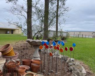 Cement Birdbath, Driveway Reflectors