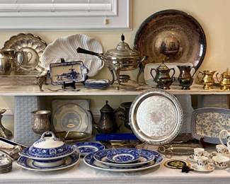 Silverplate, Ivanhoe Wedgwood Platters & Plates, Antique Royal Doulton Norfolk 