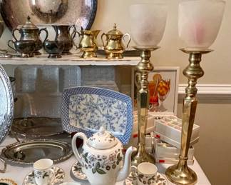 Wedgwood Strawberry Hill Coffee Set, Lovely Brass Candlesticks