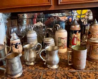 Beer Stein Collection-Brass, Copper, Pewter, West German and more