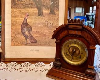 Wild Turkey Print, Antique Mantle Clock