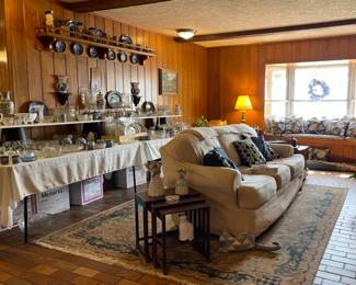 Plaid Sofa With Cream Couch Slip Cover