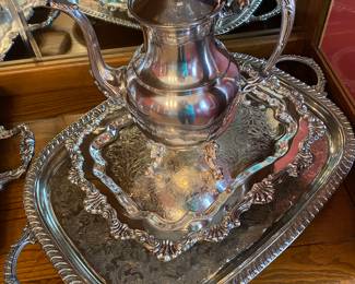 Silver Small/Medium Sized Serving Tray/Sliver Tea Pot