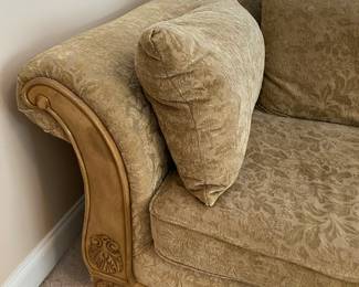 Wood Carved Upholstered Chaise Lounge