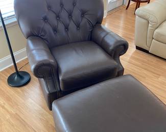 Faux Leather Chair & Matching Ottoman