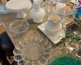 Vintage Milk Glass & Other Glass Serving Pieces