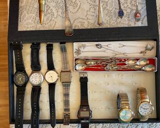 Men's Watches/Misc Silver Flatware/Collectible Spoons