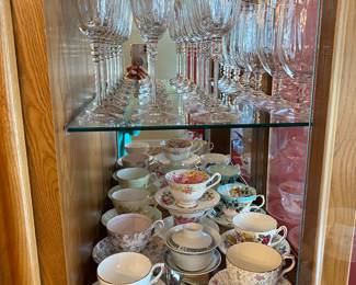 Vintage Tea Cup & Saucers/Crystal Stemware