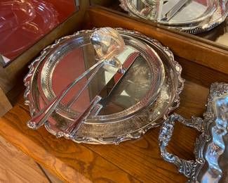 Silver Round Trays/Punch Ladle/Serving Knife