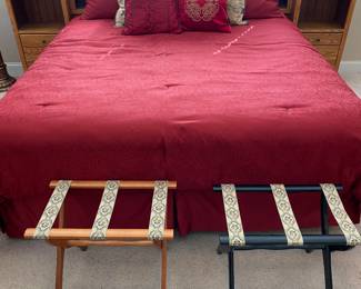 King Sized Comforter Set/Vintage Wood Folding Luggage Racks