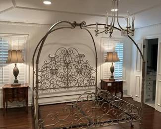 Decorative king size wrought iron bed