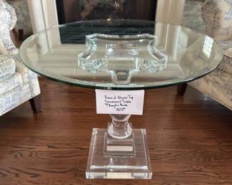 Small round glass top occasional table with acrylic base