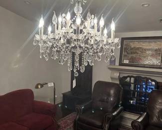 Restoration Hardware Wrought Iron & Crystal Chandelier