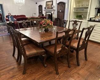 •	Henredon 60” Square Dining Table