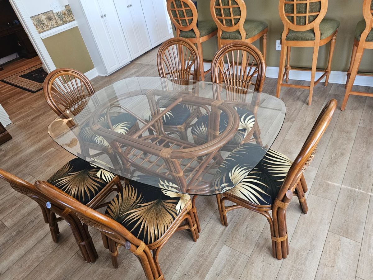 $900- Rattan Dining Table & Chairs