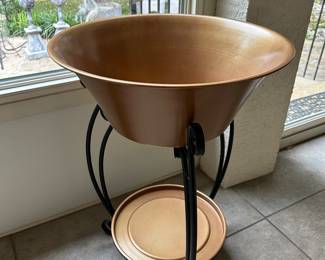 Three Tier Copper Beverage Serving Bowl and Platter Condensation Tray and Stand