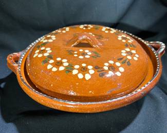 Red Clay Mexican Casserole Dish with Lid