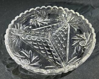 Crystal Divided Dish with Sawtooth Rim
