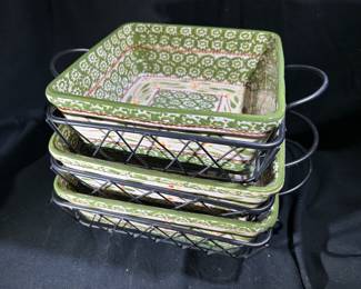 Temp-Tations by Tara Old World Green Square Bowl/ Basket Ovenware 