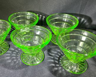 Uranium Glass Custard/Sorbet Dishes-5 Available 