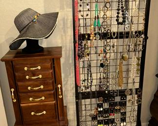 Jewelry Armoire, Costume Necklaces & Earrings 