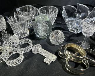 Crystal Napkin Rings, Candle Holders, Art Glass