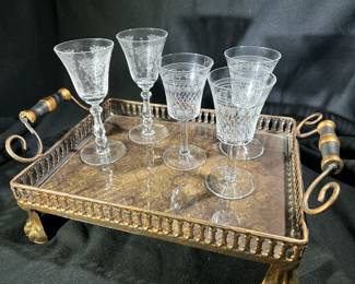 Brass Footed Tray/ Cordials