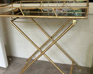 Gold Bamboo Mirrored Folding Table 