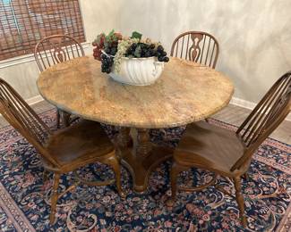 Dining Table with Granite Overlay, 4 Chairs 