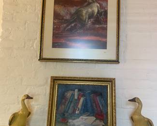 Pair of Chinese export ducks on custom stands - 20th century 