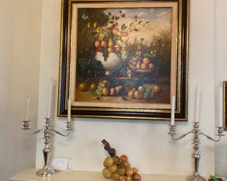 Oil on canvas “Bowls of Fruit” by Argentina artist purchased in CA  