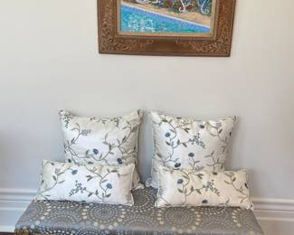 Iron and carved wood bench