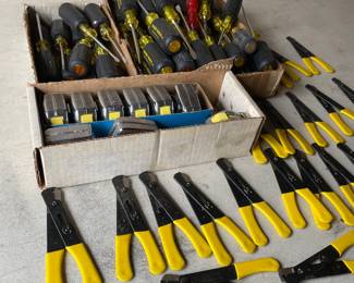 Large Lot Of Assorted Tools, Measuring Tape, Screw Drivers, Klein Tools Wire Strippers - See All Photos 