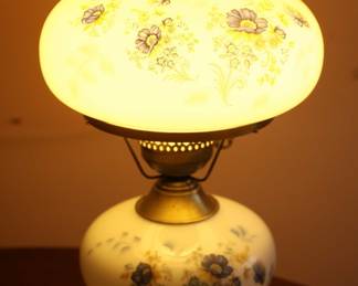 Victorian Electrified Milk Glass Oil Lamp