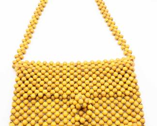 Vintage Wayne Taylor 70s MAJID Wooden Bead Handbag Shoulder Bag