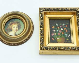 Miniature Framed Portrait, Reproduction Of La Cage By Franois Boucher, 1763 Set