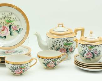 Vintage Japanese Copper Luster Small Saucers Plates Floral Set Made In Japan - 15 Total