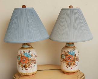 Portuguese Glazed Ceramic Table Lamp - Pair