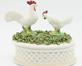 Vintage Ceramic Chicken Trinket Box 