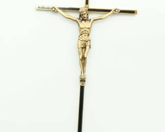 Vintage Jesus On Cross Crucifix Wall Hanging Religious Brass Gold Tone 