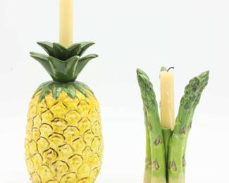 Rare 1990s Patricia Garrett California Art Pottery Botanical Asparagus Form Candle Stick Holder (1)