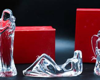 Baccarat Crystal Mother And Child Nativity Figurine 3 Piece Set