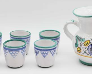 Charming Sangria Pitcher W/ 6 Cups - Ceramic